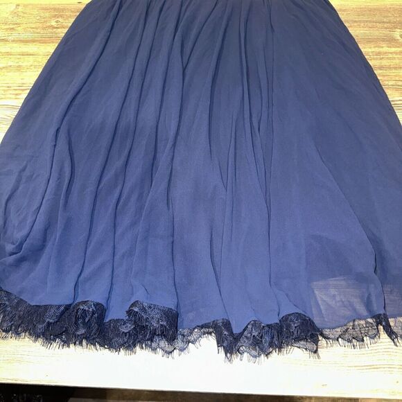 Dress the Population Corey Chiffon Fit Flare Cocktail Blue V-Neck Size Large. 15 - Picture 4 of 11